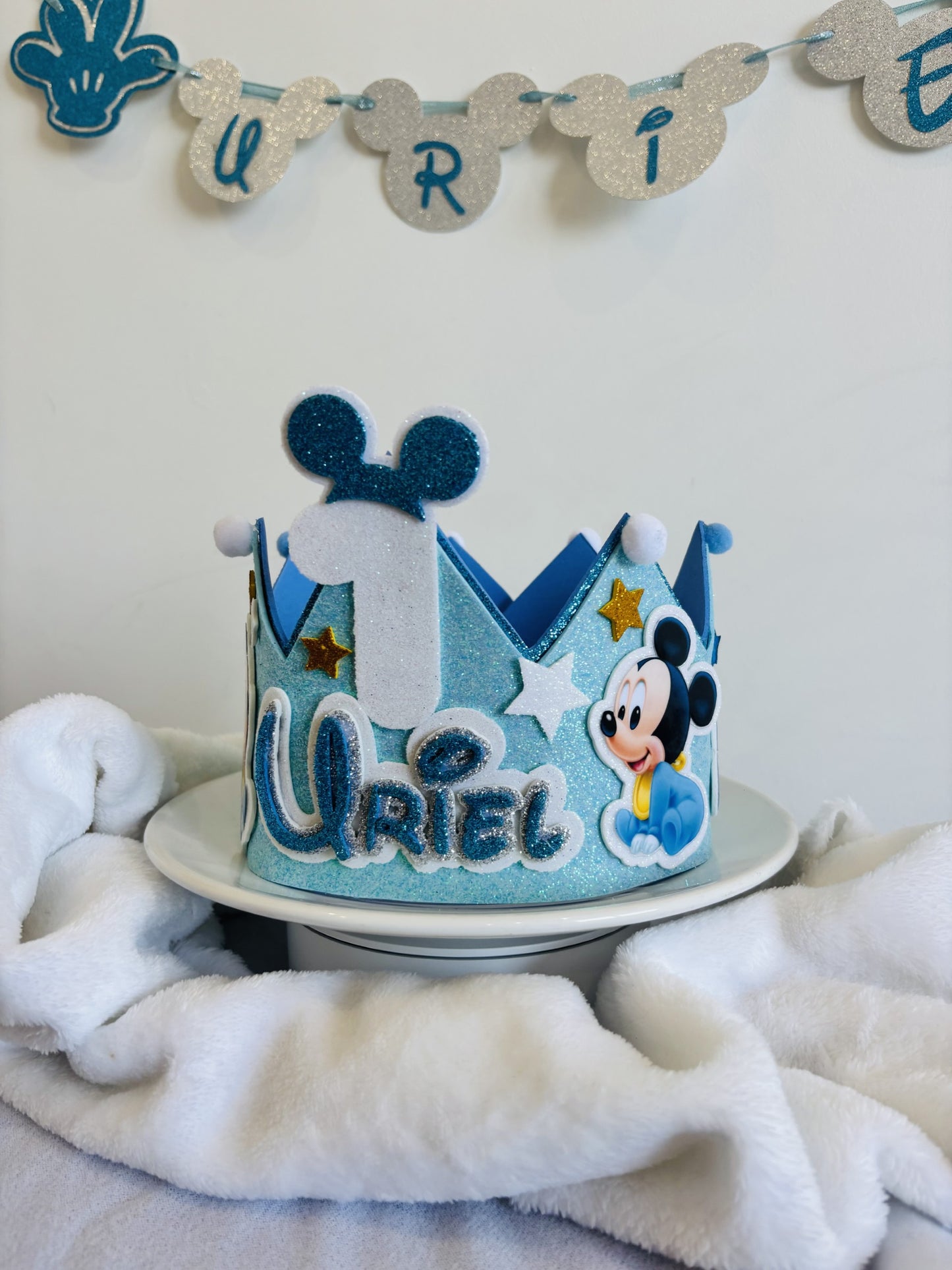 Corona cumpleaños Mickey bebe